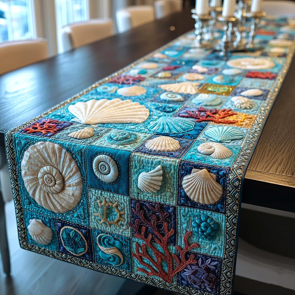 Sea Serenity Quilted Table Runner Halloween Table Runner Thanksgiving Table Decor