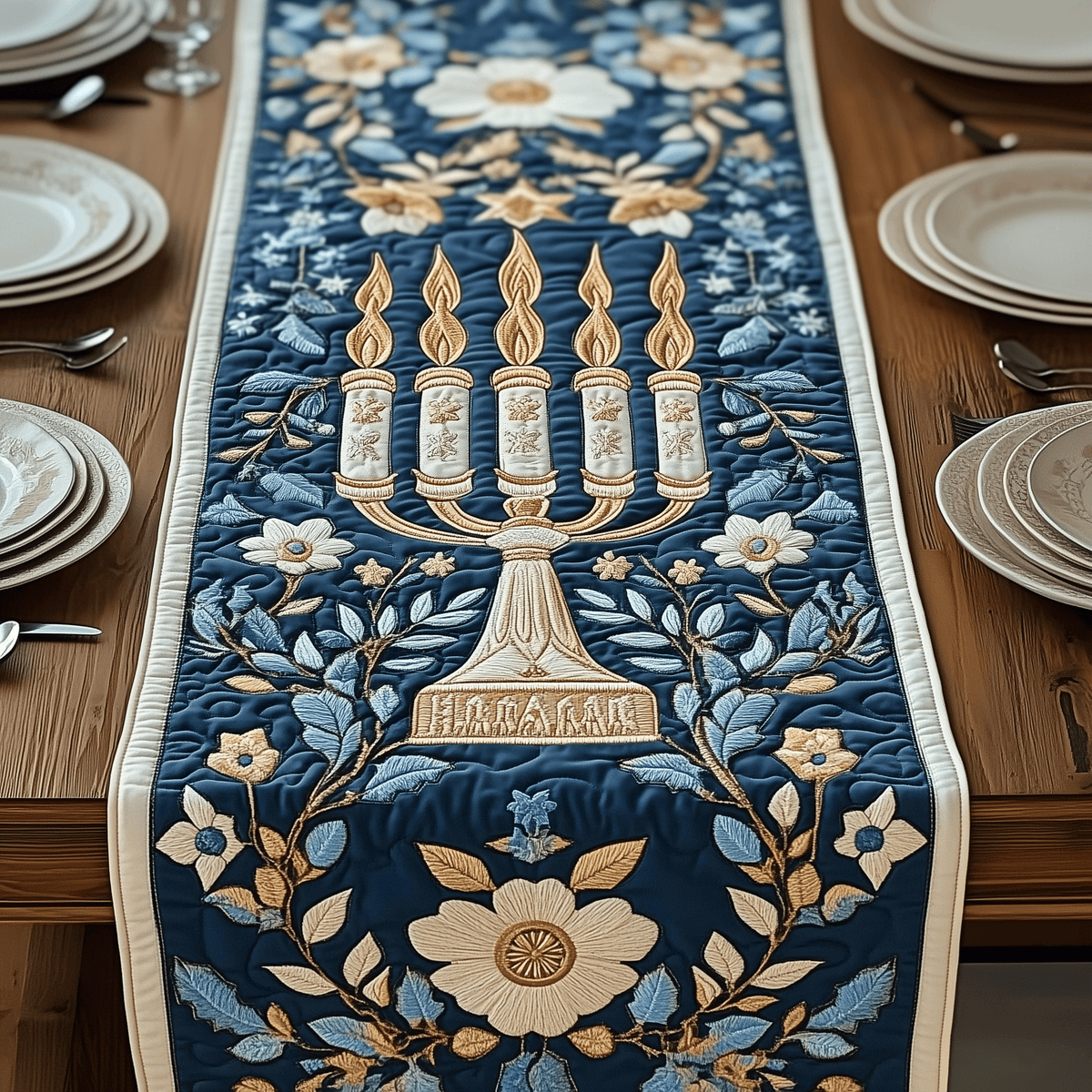 Jewish Hanukkah Quilted Table Runner Halloween Table Runner Thanksgiving Table Decor