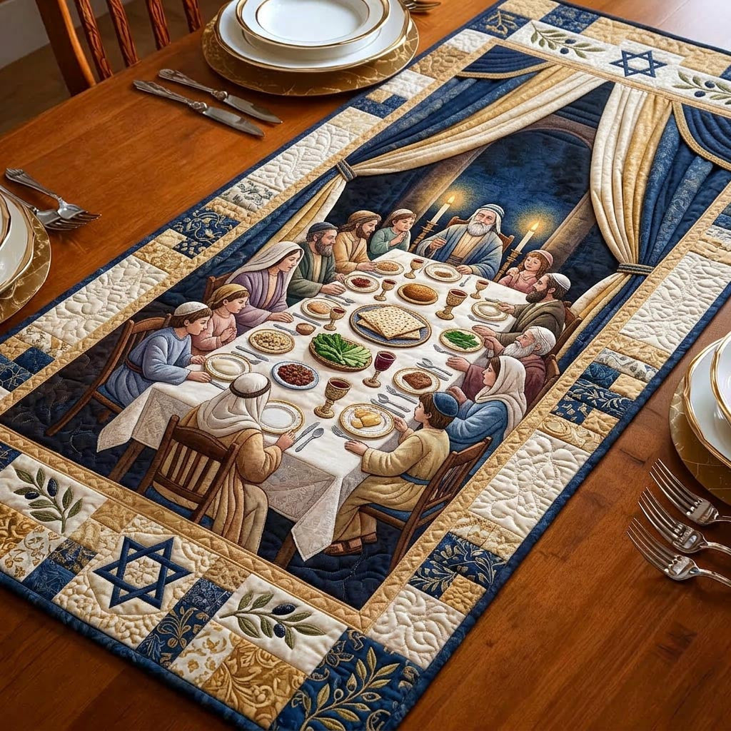 Pesach Blessing Quilted Table Runner Halloween Table Runner Thanksgiving Table Decor