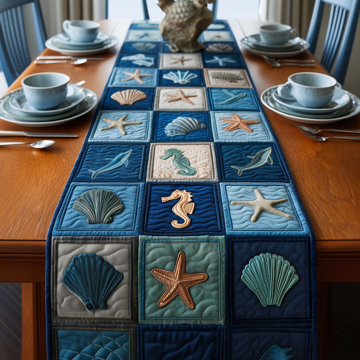 Ocean Party Quilted Table Runner Halloween Table Runner Thanksgiving Table Decor