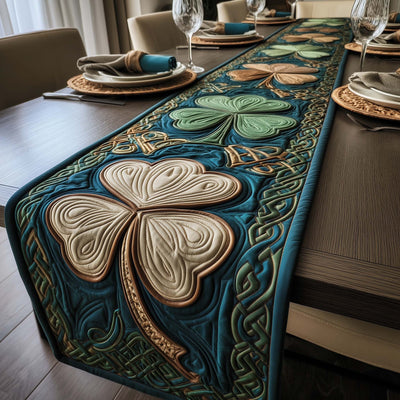 Lucky Shamrock Charm Quilted Table Runner Halloween Table Runner Thanksgiving Table Decor