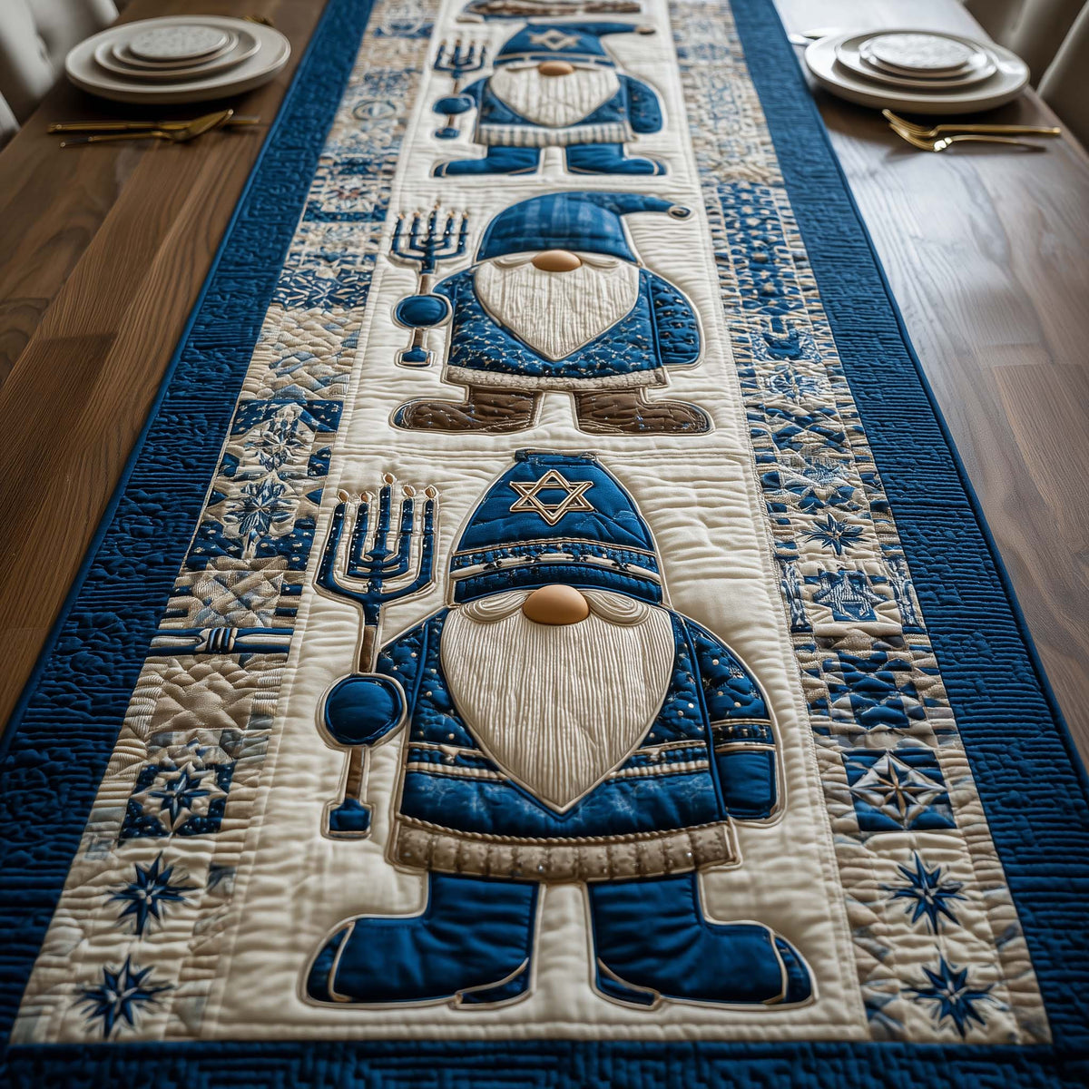 Hanukkah Gnomes Quilted Table Runner Halloween Table Runner Thanksgiving Table Decor