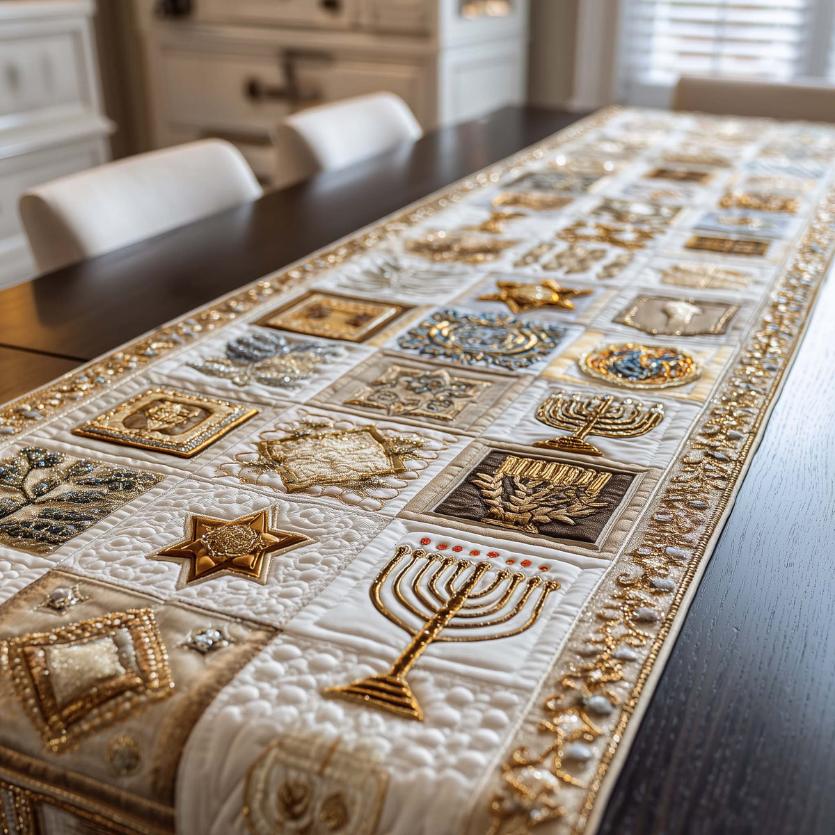 Hanukkah Patchwork Quilted Table Runner Halloween Table Runner Thanksgiving Table Decor