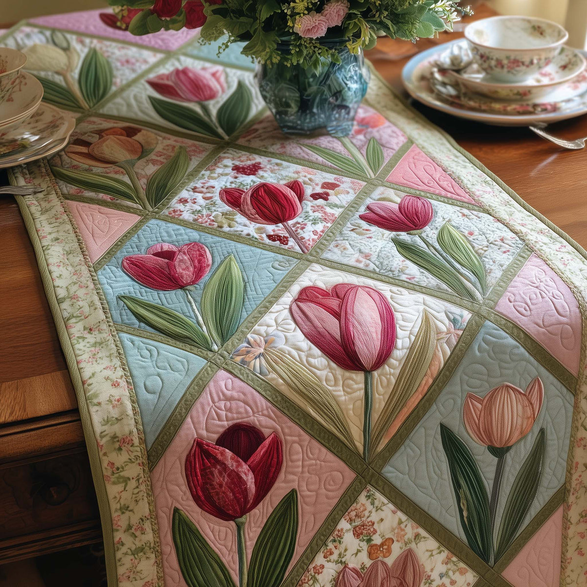 Petal Grace Quilted Table Runner Halloween Table Runner Thanksgiving Table Decor