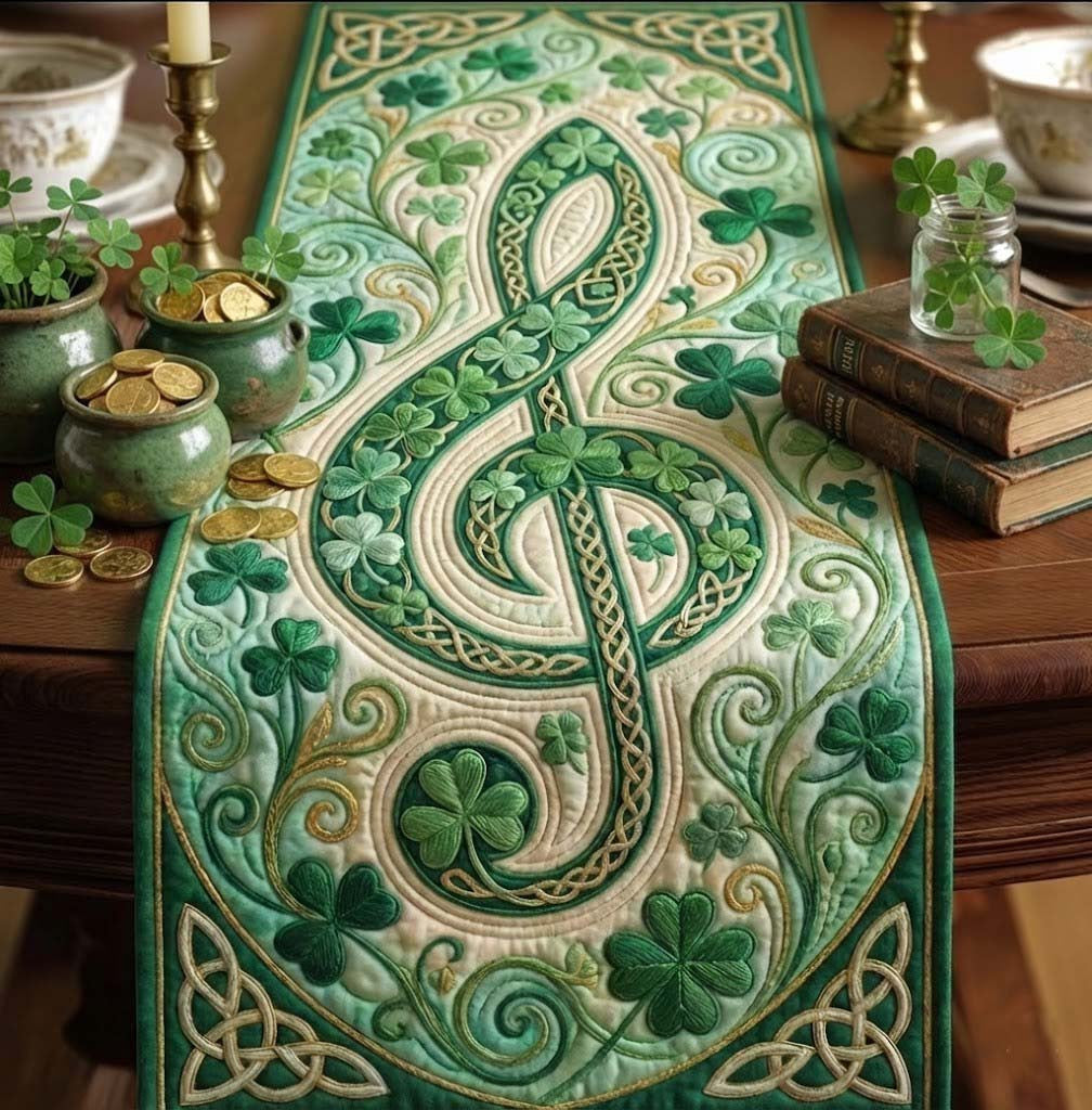 Celtic Rhythm Quilted Table Runner Halloween Table Runner Thanksgiving Table Decor
