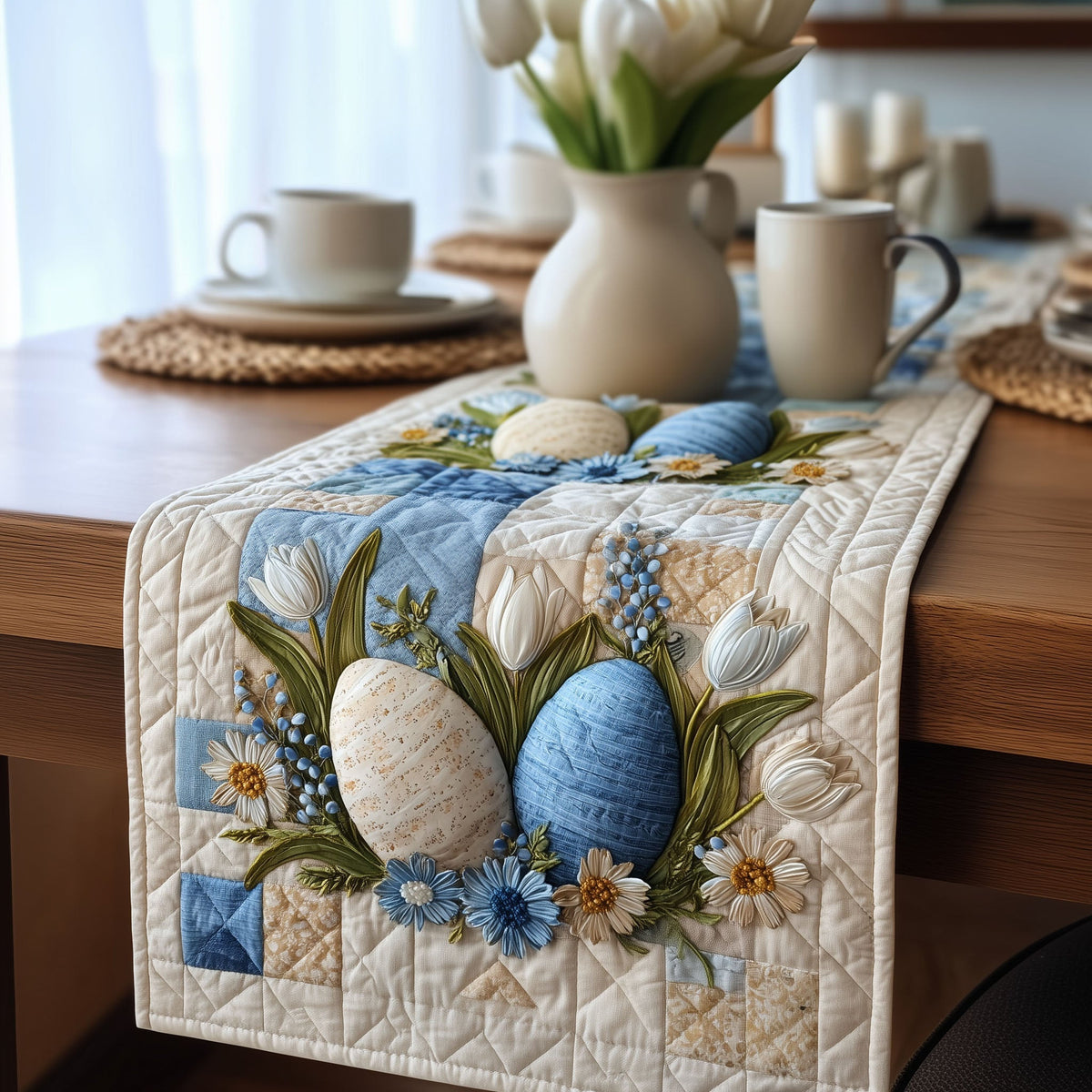 Egg Hunt Quilted Table Runner Halloween Table Runner Thanksgiving Table Decor
