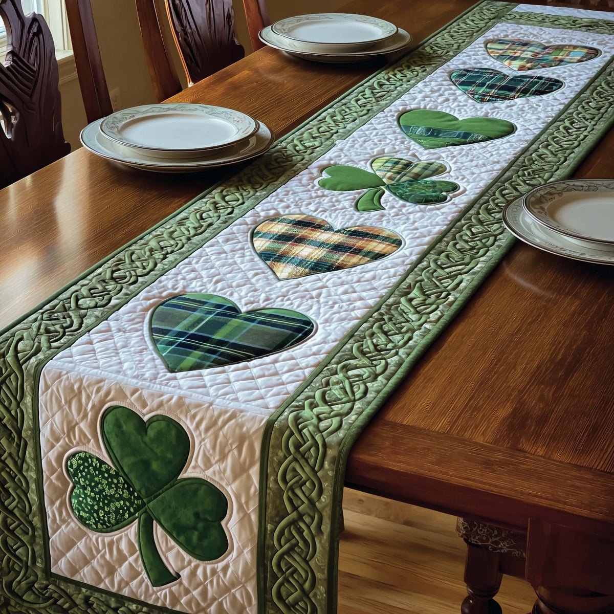 Blessed Greenery Quilted Table Runner Halloween Table Runner Thanksgiving Table Decor