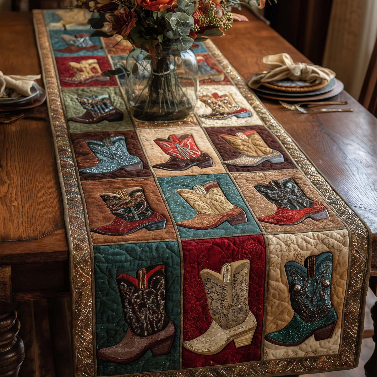 Desert Trails Quilted Table Runner Halloween Table Runner Thanksgiving Table Decor