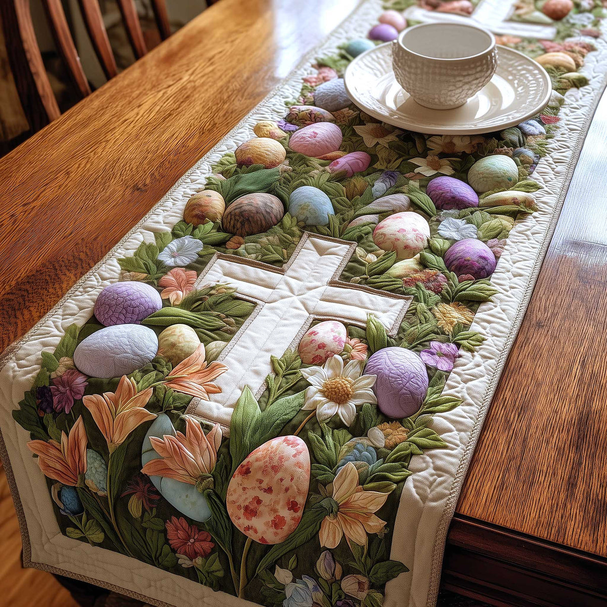 Faith Bloom Quilted Table Runner Halloween Table Runner Thanksgiving Table Decor