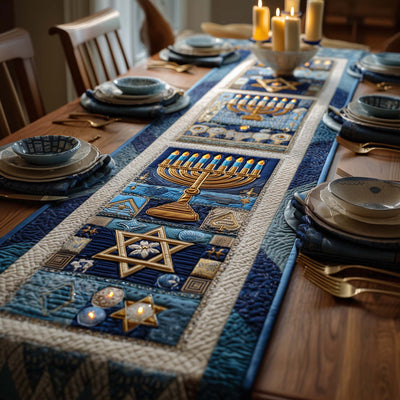 Hanukkah Quilted Table Runner Halloween Table Runner Thanksgiving Table Decor