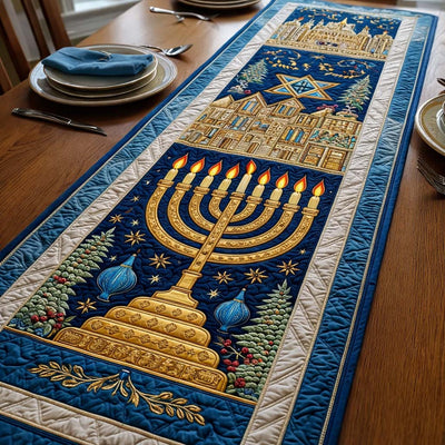 Hanukkah Quilted Table Runner Halloween Table Runner Thanksgiving Table Decor