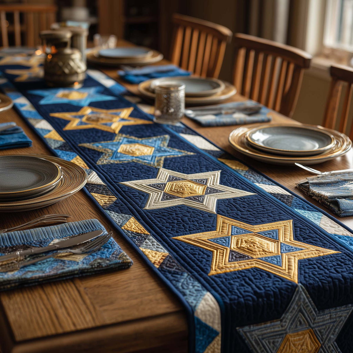 Hanukkah Quilted Table Runner Halloween Table Runner Thanksgiving Table Decor