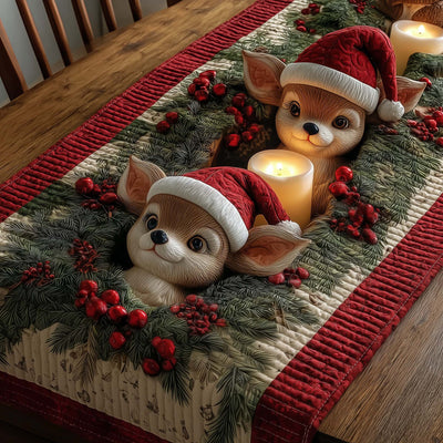 Reindeer Quilted Table Runner Halloween Table Runner Thanksgiving Table Decor