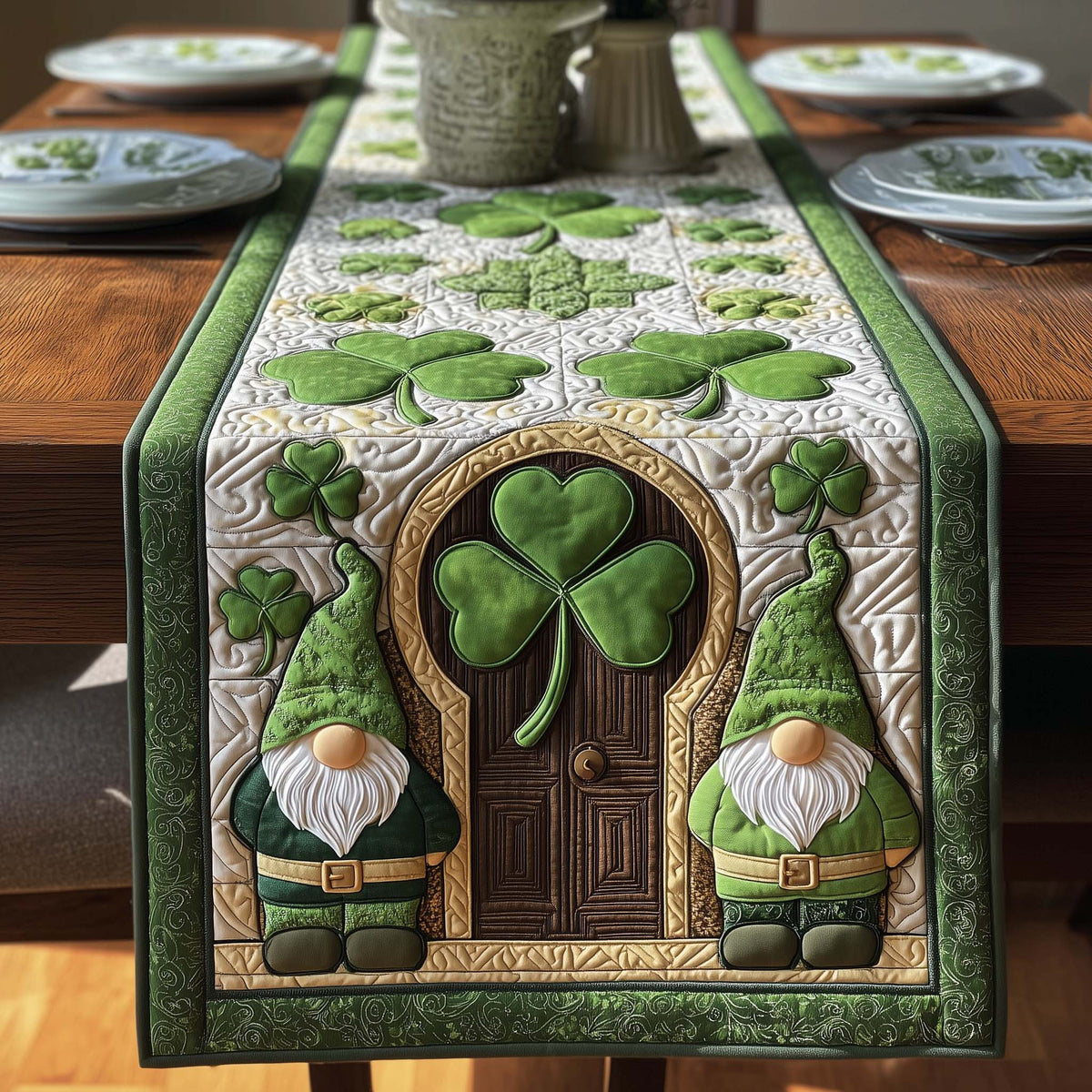 Shamrock Cottage Quilted Table Runner Halloween Table Runner Thanksgiving Table Decor