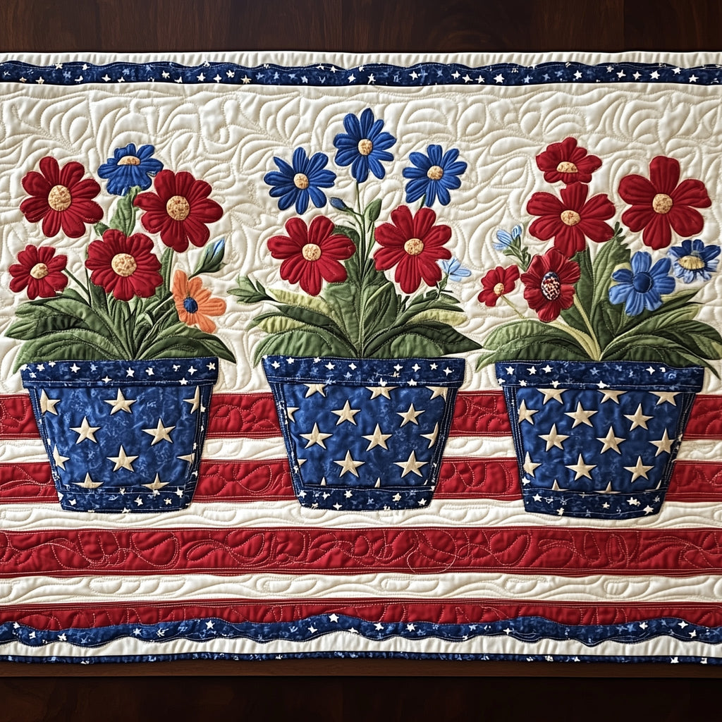 American Bloom Quilted Table Runner Halloween Table Runner Thanksgiving Table Decor
