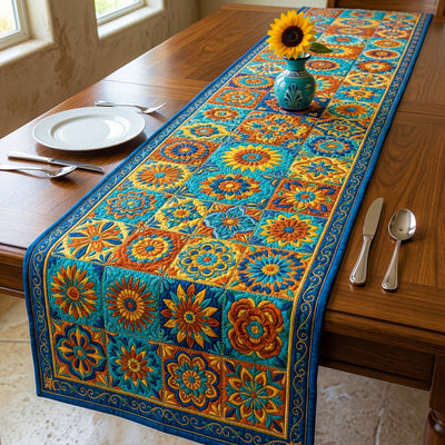 Summer Mandala Quilted Table Runner Halloween Table Runner Thanksgiving Table Decor