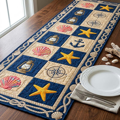 Nautical Compass Quilted Table Runner Halloween Table Runner Thanksgiving Table Decor