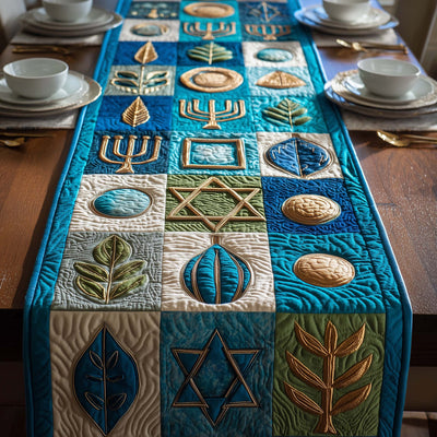 Sacred Blue Quilted Table Runner Halloween Table Runner Thanksgiving Table Decor