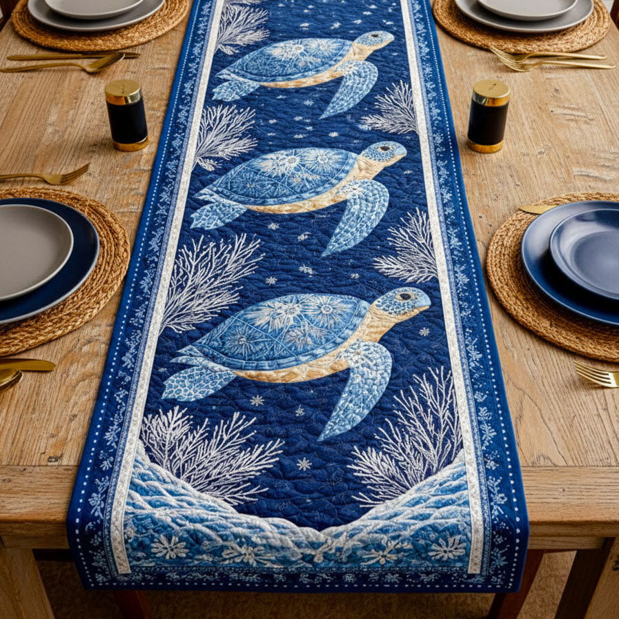 Sea Turtles Quilted Table Runner Halloween Table Runner Thanksgiving Table Decor