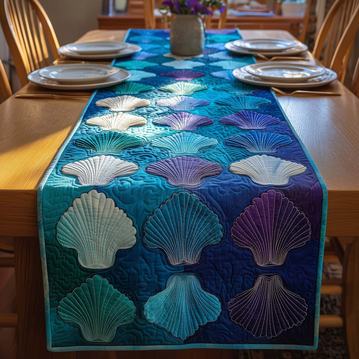 Shell Gradient Quilted Table Runner Halloween Table Runner Thanksgiving Table Decor