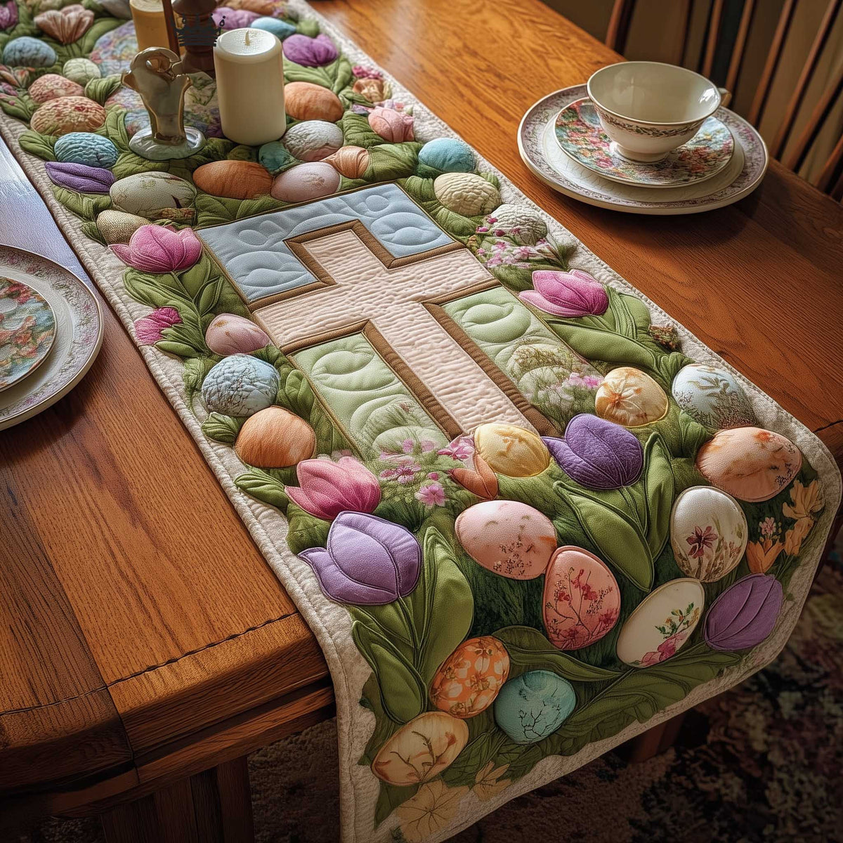 Blessed Home Quilted Table Runner Halloween Table Runner Thanksgiving Table Decor