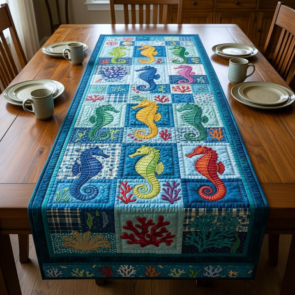 Marine Calm Quilted Table Runner Halloween Table Runner Thanksgiving Table Decor