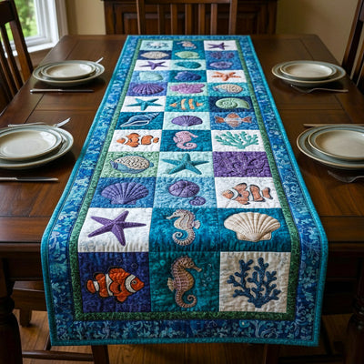 Marine Calm Quilted Table Runner Halloween Table Runner Thanksgiving Table Decor