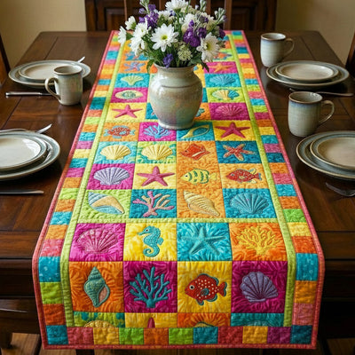 Marine Calm Quilted Table Runner Halloween Table Runner Thanksgiving Table Decor