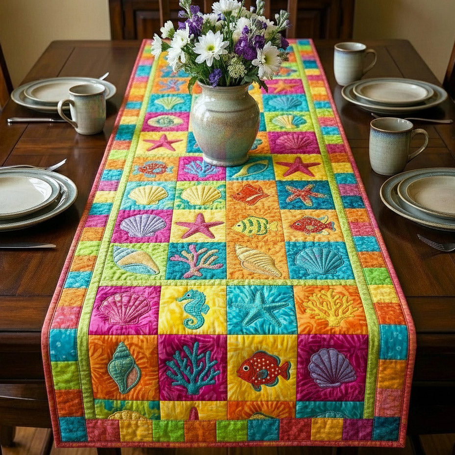 Marine Calm Quilted Table Runner Halloween Table Runner Thanksgiving Table Decor