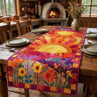 Floral Sunset Quilted Table Runner Halloween Table Runner Thanksgiving Table Decor