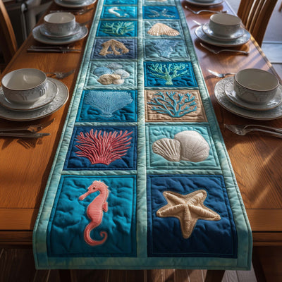 Coral Treasures Quilted Table Runner Halloween Table Runner Thanksgiving Table Decor