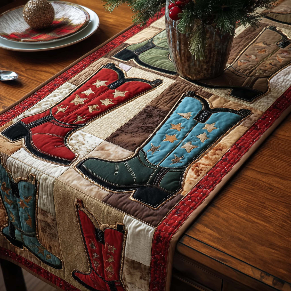 Western Mesa Quilted Table Runner Halloween Table Runner Thanksgiving Table Decor
