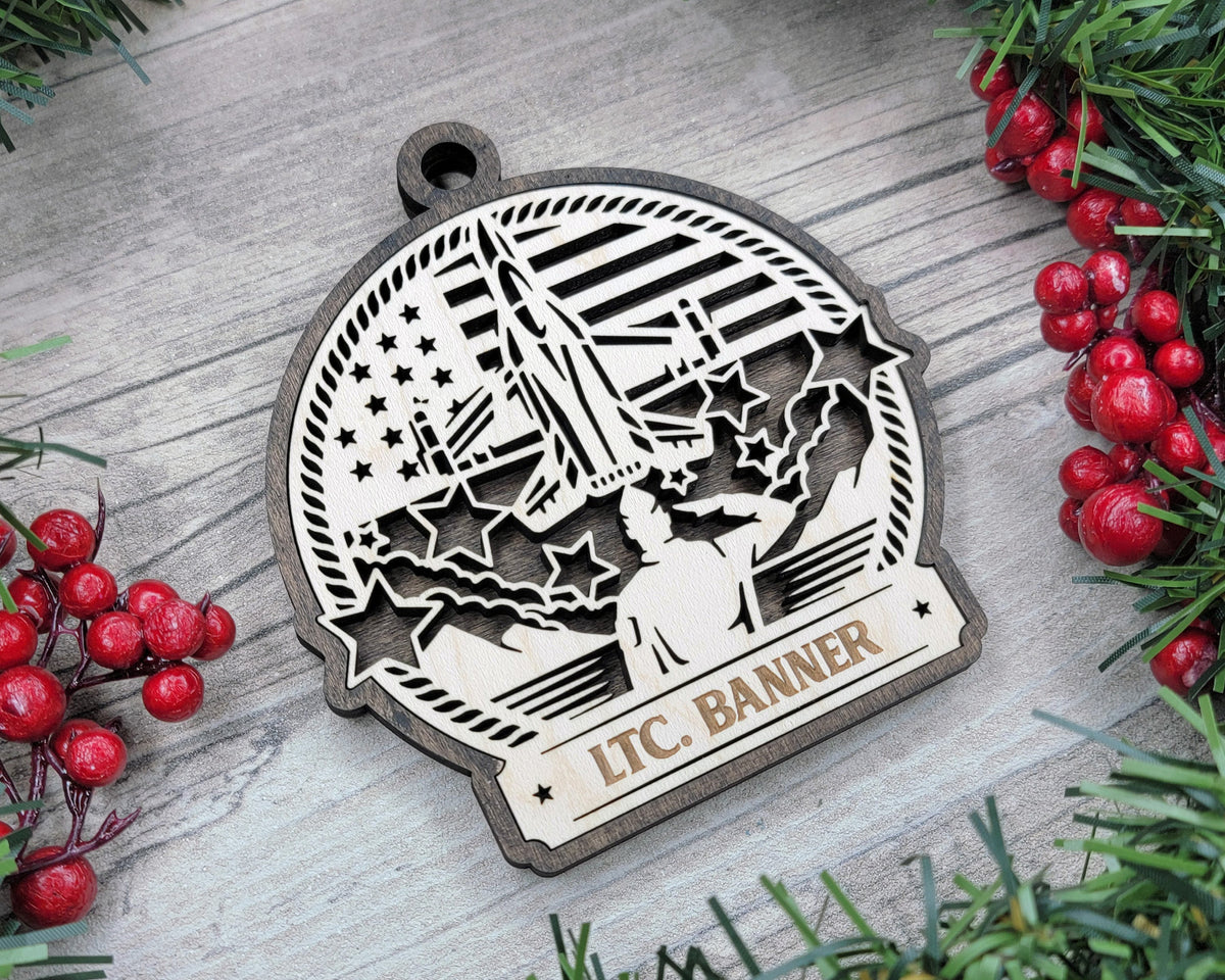 Custom US Armed Forces Salute Soldier Wood Sign, Family Christmas Ornaments, Christmas Decor
