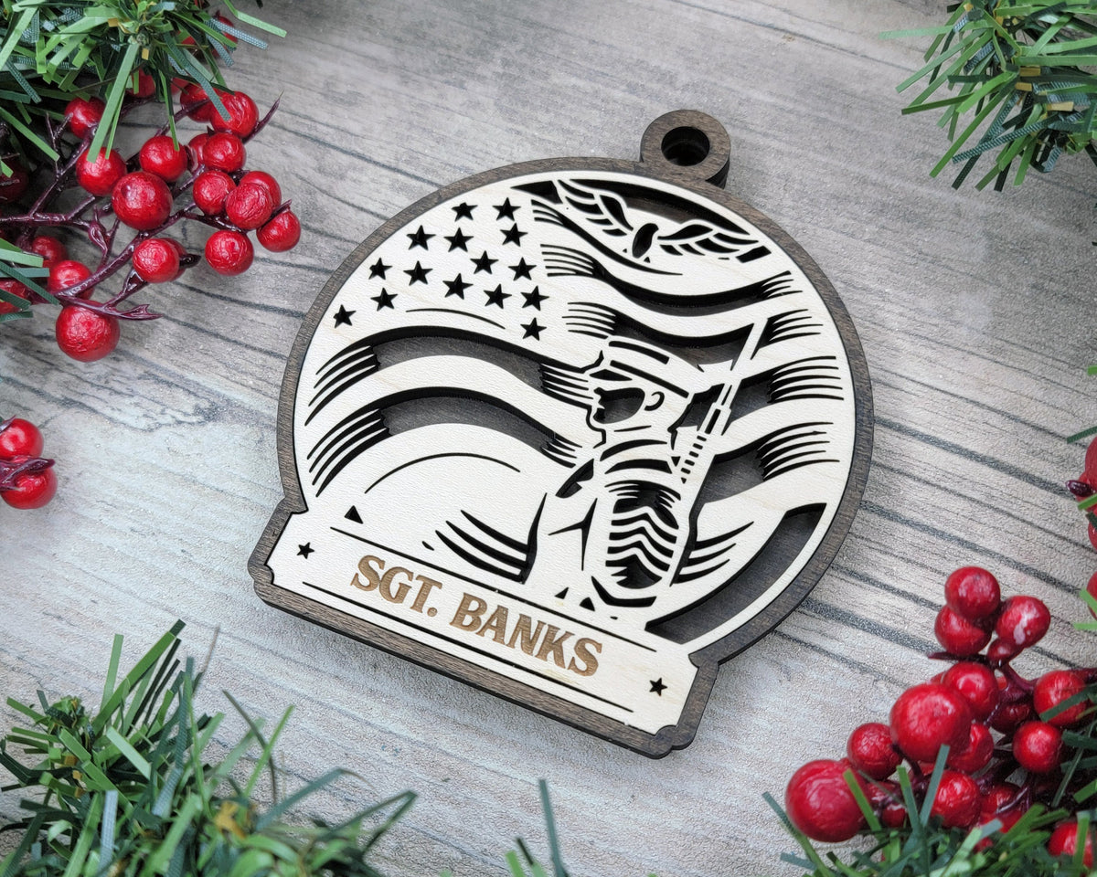 Custom US Armed Forces Wood Sign, Family Christmas Ornament, Christmas Decor