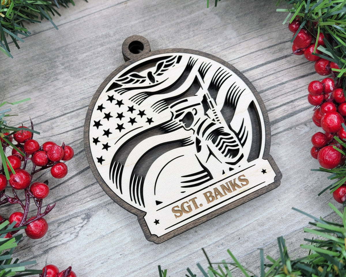 Custom US Armed Forces Wood Sign, Family Christmas Ornament, Christmas Decor