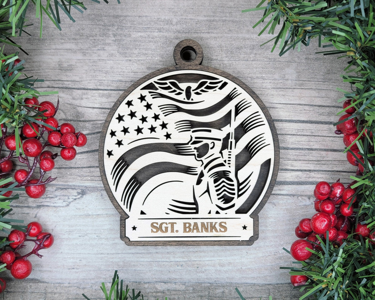 Custom US Armed Forces Wood Sign, Family Christmas Ornament, Christmas Decor