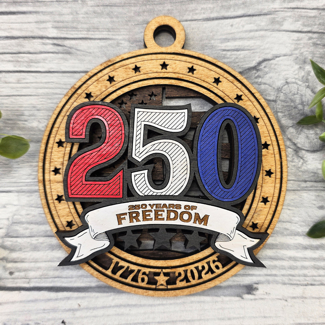 250 Years Of The US Wood Sign, Family Christmas Ornament, Christmas Decor