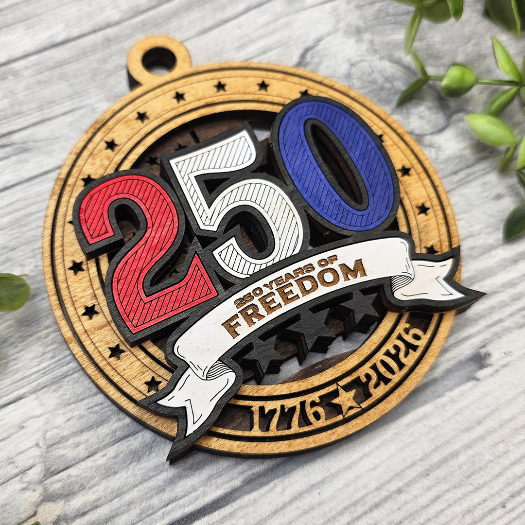 250 Years Of The US Wood Sign, Family Christmas Ornament, Christmas Decor
