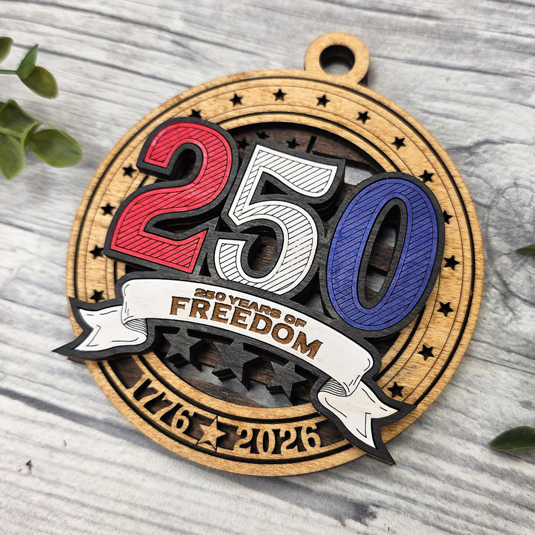 250 Years Of The US Wood Sign, Family Christmas Ornament, Christmas Decor