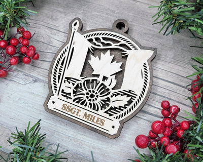 Custom Canada Maple Leaf Wood Sign, Family Christmas Ornament, Christmas Decor