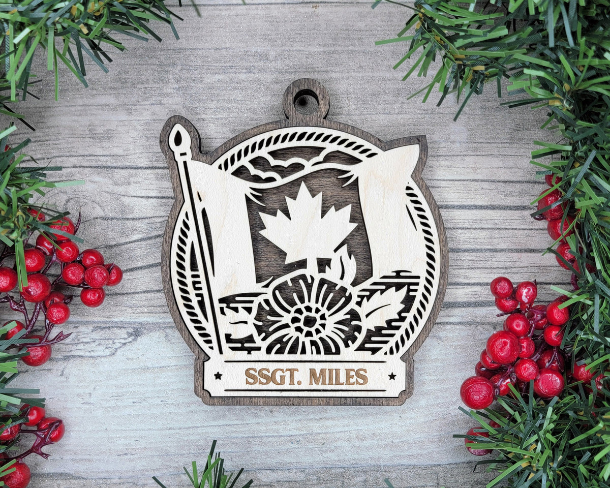 Custom Canada Maple Leaf Wood Sign, Family Christmas Ornament, Christmas Decor