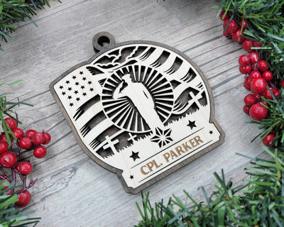 Custom Saluting Soldier Wood Sign, Family Christmas Ornament, Christmas Decor