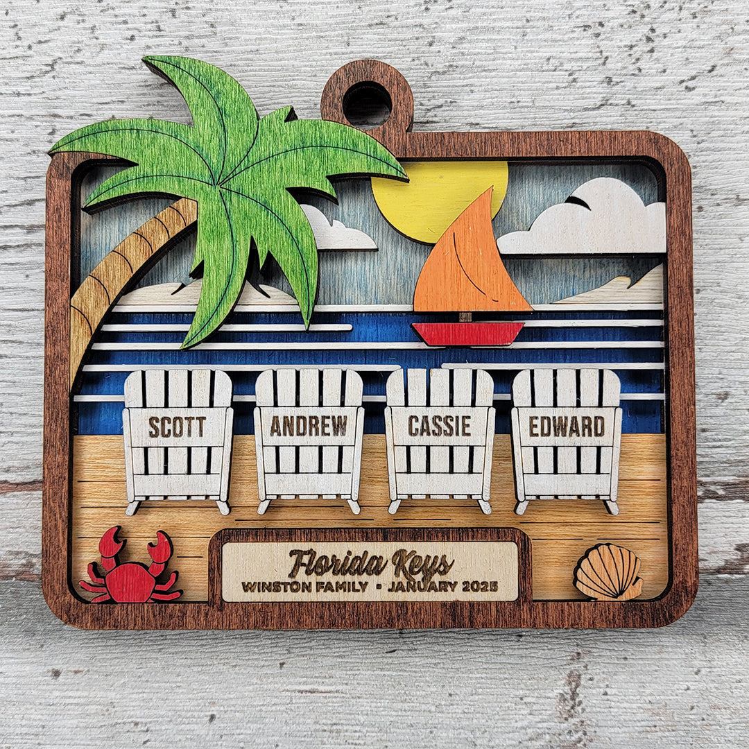 Beach Wood Sign, Family Christmas Ornament, Christmas Decor