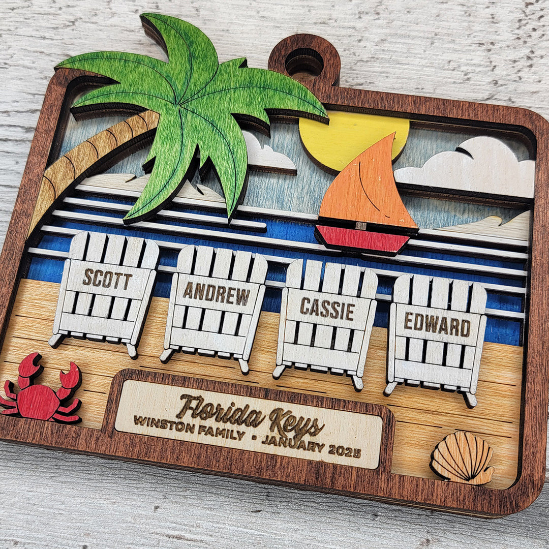 Beach Wood Sign, Family Christmas Ornament, Christmas Decor