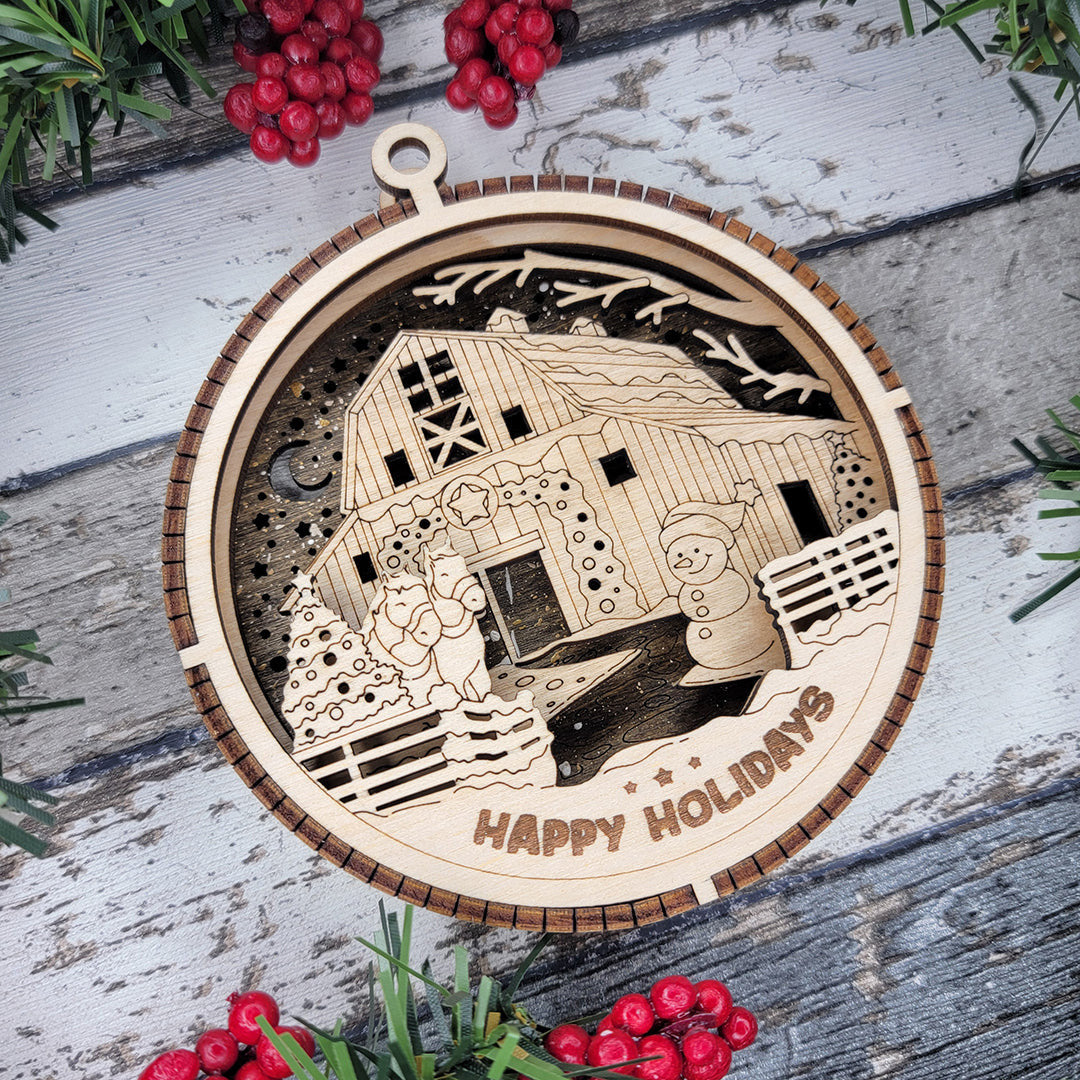 Rustic Farmhouse Wood Sign, Family Christmas Ornament, Christmas Decor