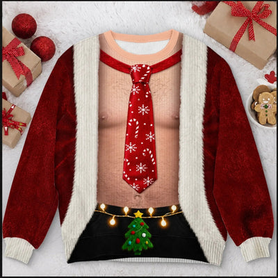 Custom Funny Santa Body Sweatshirt, Personalized Christmas Gift, Unisex Ugly Sweater