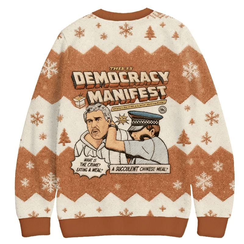 Organge This is Democracy Manifest Vintage Christmas Sweater, Ugly Xmas Sweater, Christmas Ugly Sweatshirt