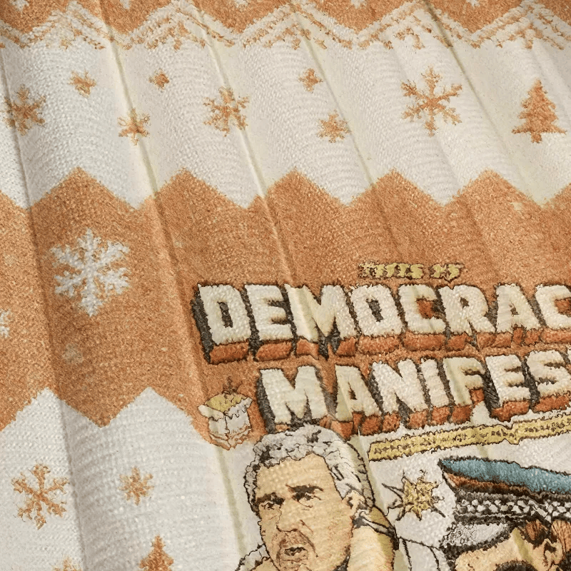 Organge This is Democracy Manifest Vintage Christmas Sweater, Ugly Xmas Sweater, Christmas Ugly Sweatshirt