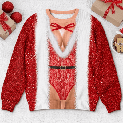 Sexy Mrs Claus Lingerie Body Christmas Sweatshirt, Ugly Christmas Sweater, Holiday Shirt