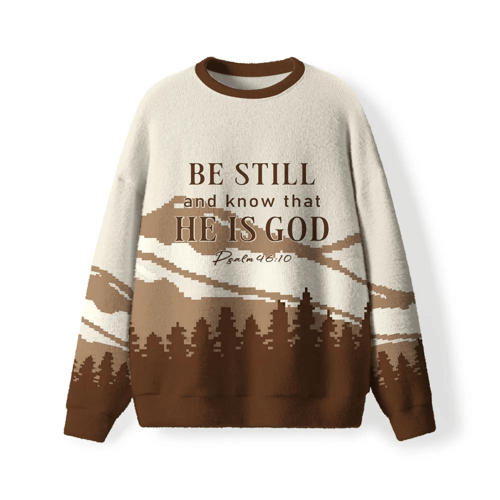 Be Still And Know That He Is God Furry Christian Funny Ugly Sweater, Ugly Xmas Sweater, Christmas Ugly Sweatshirt
